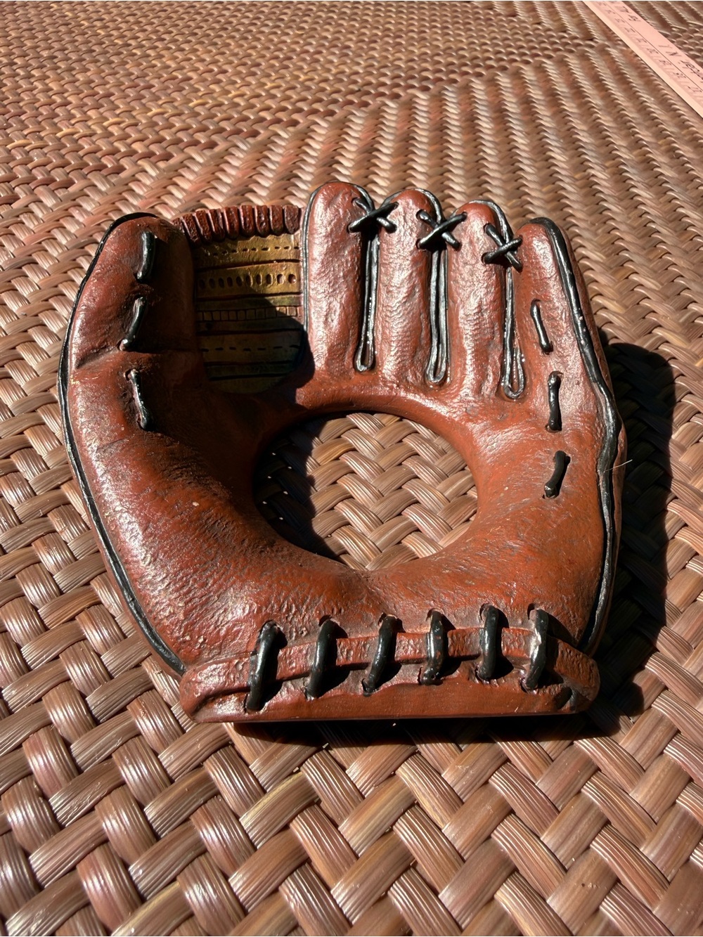 Baseball Glove Ball Display Holder Resin Mitt Sports Decor Collectible 7”